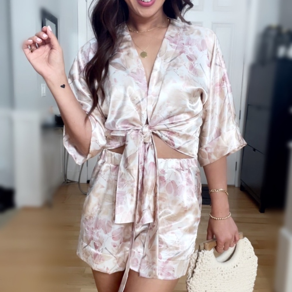 Flora Satin Wrap Top & Shorts